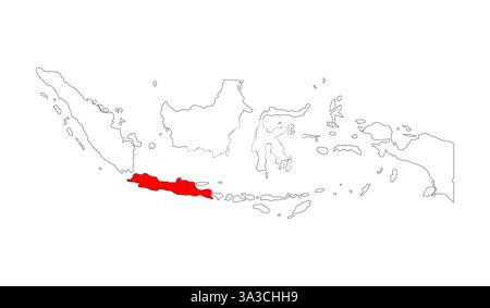 Indonesia forma mappa Java dettagliata, icona concetto di grafica Flat web simbolo illustrazione vettoriale . Illustrazione Vettoriale