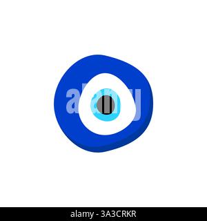 Simbolo dell'occhio blu astratto con cerchi concentrici in bianco e nero Illustrazione Vettoriale