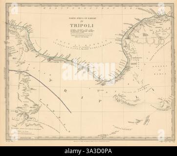LIBIA.GOLFO DI SIDRA SIRTE. Nord Africa o Barbary.Tripoli Fezzan.SDUK 1844 Foto Stock
