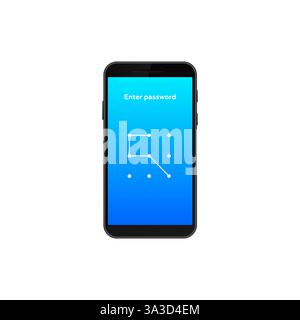 Schermata di blocco sequenza di visualizzazione smartphone per un accesso sicuro e la protezione dei dati Illustrazione Vettoriale