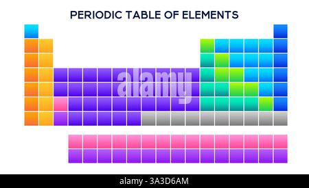 Tabella didattica di elementi con icone colorate. Illustrazione Vettoriale