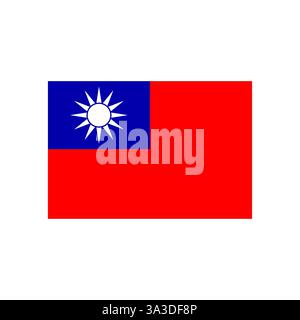 Bandiera nazionale del paese di Taiwan illustrazione vettoriale isolata su sfondo bianco Illustrazione Vettoriale