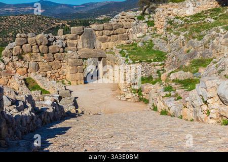 Le rovine dell'antica città di Micene, Peloponneso, Grecia. Sito patrimonio dell'umanità dell'UNESCO Foto Stock