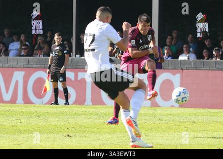 Buenos Aires, Argentina. 15 marzo 2025. Buenos Aires, 15.03.2025: Del River Plate durante la partita per il decimo round di campionato argentino allo stadio Guillermo Laza ( crediti: Néstor J. Beremblum/Alamy Live News Foto Stock