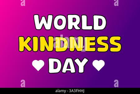 World Kindness Day grassetto lettering tipografico e banner o poster cuori con sfondo sfumato per festeggiamenti natalizi Illustrazione Vettoriale