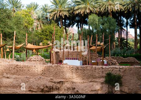 Una splendida vista di un'oasi da al Ula, Arabia Saudita Foto Stock