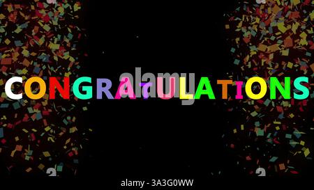 Congratulazioni per i coriandoli. Rendering 3d generato dal computer Foto Stock