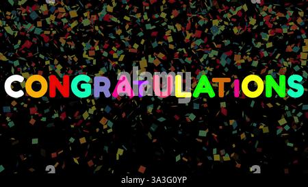 Congratulazioni per i coriandoli. Rendering 3d generato dal computer Foto Stock
