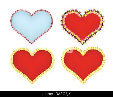 Set di icone cuori. Forme astratte e romantiche di cuori Illustrazione Vettoriale