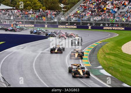Melbourne, Australia. 15 marzo 2025. MELBOURNE, AUSTRALIA - 16 MARZO: La gara inizia durante la gara del Gran Premio di F1 dell'Australia all'Albert Park Circuit il 15 marzo 2025 a Melbourne, Australia. (Foto di Song Haiyuan/Paddocker) credito: Jun QIAN/Alamy Live News Foto Stock