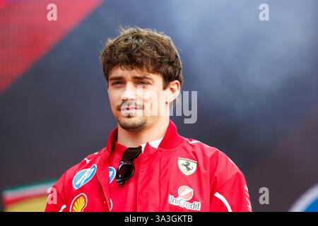 Melbourne, Australia. 15 marzo 2025. Charles Leclerc di Monaco e il team Scuderia Ferrari HP al forum dei tifosi davanti al Gran Premio di F1 d'Australia sul circuito Albert Park Grand Prix. (Foto di George Hitchens/SOPA Images/Sipa USA) credito: SIPA USA/Alamy Live News Foto Stock
