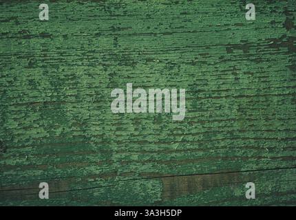 Un vecchio sfondo di legno verde. Primo piano. Foto Stock