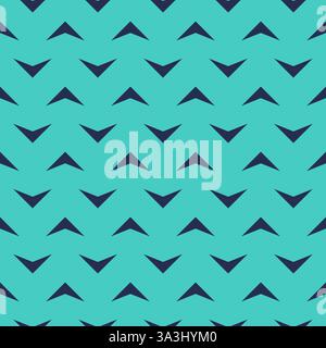 Ripetizione a freccia senza giunzioni. Frecce blu geometriche. Ripetizione dello sfondo verde della linea geometrica. Sfondo angolare ripetuto. Stampa texture triangolo astratto Illustrazione Vettoriale
