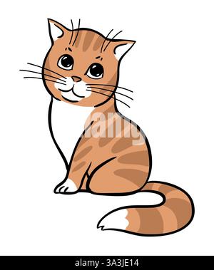 Carino gatto di zenzero a righe Illustrazione Vettoriale