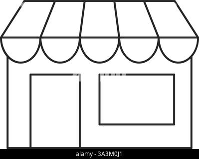 Colleziona l'icona in negozio di cute shopfront per il vettore di contorno del concetto di shopping online Click and Collect Illustrazione Vettoriale