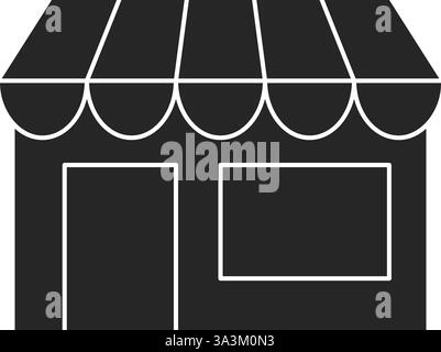 Colleziona l'icona in negozio di un simpatico shopfront per fare un clic e colleziona il concept di shopping online con il vettore di silhouette nera Illustrazione Vettoriale