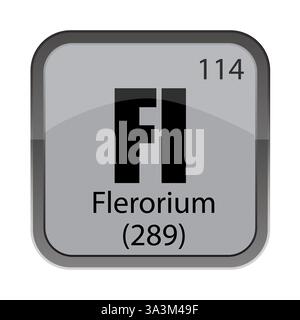 Icona elemento periodico. Placca FL Flerorium. Numero 114 dettaglio. Blocco vettoriale. Emblema della ricerca chimica. Illustrazione Vettoriale