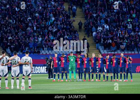 Barcellona, Spagna. Credito: D. 11 marzo 2025. Barcellona gruppo a squadre (Barcellona) calcio: Partita di UEFA Champions League tra FC Barcelona 3-1 Benfica all'Estadi Olimpic Lluis Companys di Barcellona, Spagna. Credito: D . Nakashima/AFLO/Alamy Live News Foto Stock