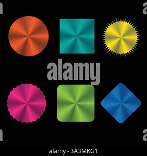 Figure geometriche olografiche a gradiente colorato Illustrazione Vettoriale