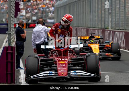 Melbourne, Australia, 15 marzo 2025, Charles Leclerc di Monaco compete per la Ferrari. La qualificazione al Gran Premio d'Australia 2025, che si svolge a Melbourne, in Australia. Crediti: Michael Potts/Alamy Live News Foto Stock