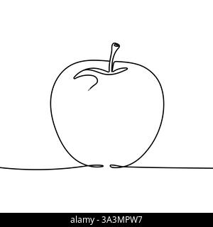 Disegno a linea continua Apple, tratto modificabile disegnato a mano. Illustrazione Vettoriale