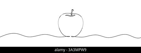 Disegno a linea continua Apple, tratto modificabile disegnato a mano. Illustrazione Vettoriale