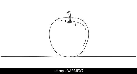 Disegno a linea continua Apple, tratto modificabile disegnato a mano. Illustrazione Vettoriale