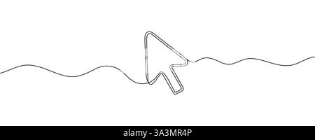 Disegno continuo della freccia del cursore. Icona di una riga della freccia del cursore. Uno sfondo del disegno a una linea. Illustrazione vettoriale. Traccia modificabile. Illustrazione Vettoriale