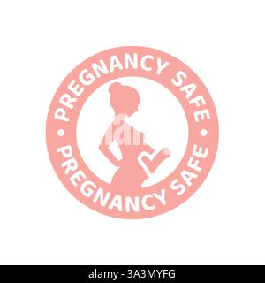 Etichetta del vettore di sicurezza per la gravidanza. Prodotto adatto a donne in gravidanza. Illustrazione Vettoriale