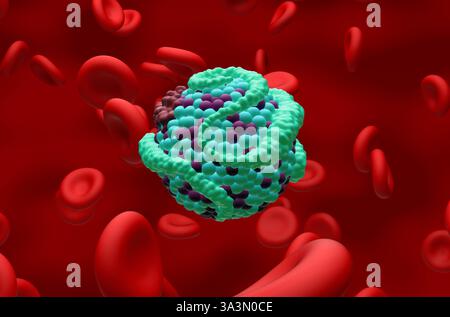 Colesterolo HDL (High-Density Lipoprotein) - Vista ravvicinata illustrazione 3d. Foto Stock