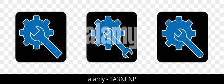Icona del vettore della chiave e dell'ingranaggio. Illustrazione Vettoriale