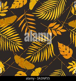 La lamina dorata lascia un motivo senza cuciture Illustrazione Vettoriale