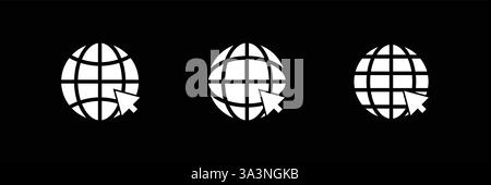 Icona WWW. World Wide Web. Simbolo del sito Web. Globo con testo www. Concetto di sito Internet. Illustrazione Vettoriale