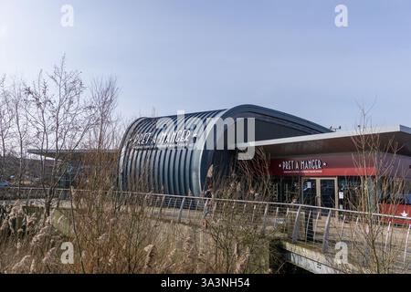 Fast food Pret A Manger, centro commerciale Rushden Lakes, Northamptonshire, Regno Unito Foto Stock