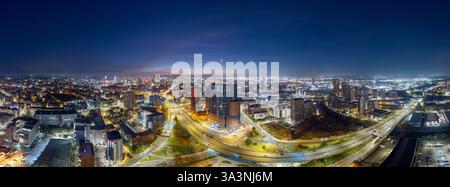 Vista aerea panoramica del centro di Leeds Foto Stock