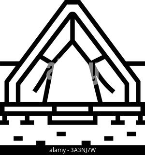 illustrazione vettoriale icona linea fitness sostenibile per il benessere all'aperto della tenda Illustrazione Vettoriale