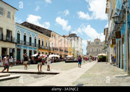 Le strade del quartiere Pelourinho - Salvador, Bahia, Brasile Foto Stock