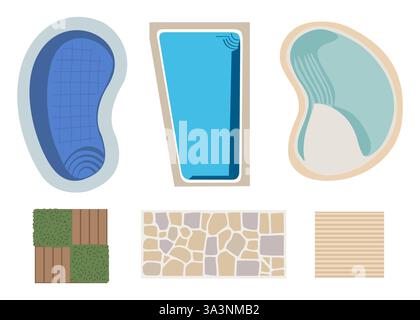 Una serie di piscine dal design diverso Illustrazione Vettoriale