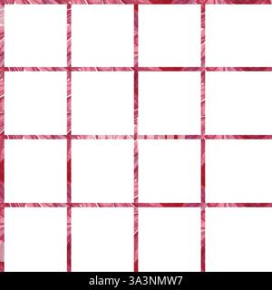 Modello astratto senza cuciture con celle da linee di acquerello rosse isolate dallo sfondo. Strisce verticali e orisontali. Per scrapbooking e. Foto Stock