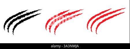 Artiglio animale graffi. Animale selvaggio artigli graffiare la texture. Illustrazione di vettore isolato su sfondo bianco Illustrazione Vettoriale