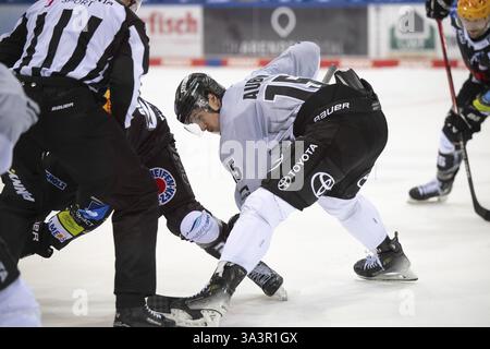 Eisarena Bremerhaven, Bremerhaven, Brema, Louis- Marc Aubry (Koelner Haie, #15), PENNY DEL, Fischtown Pinguins-Koelner Haie su 16.03.2025 all'EISA Foto Stock