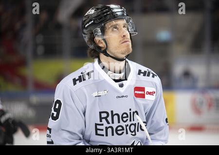 Eisarena Bremerhaven, Bremerhaven, Brema, Gregor Macleod (Koelner Haie, #89), PENNY DEL, Fischtown Pinguins-Koelner Haie su 16.03.2025 all'Eisaren Foto Stock