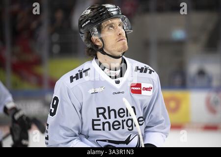 Eisarena Bremerhaven, Bremerhaven, Brema, Gregor Macleod (Koelner Haie, #89), PENNY DEL, Fischtown Pinguins-Koelner Haie su 16.03.2025 all'Eisaren Foto Stock