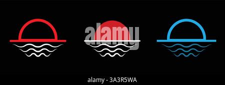 Giorno Mattina sera notte icona impostare Illustrazione Vettoriale