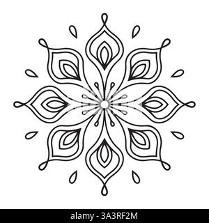 Design Mandala floreale, elegante Line Art Illustrazione Vettoriale