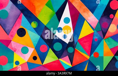 Sfondo psichedelico multicolore luminoso, motivo astratto acquerello colorato per un design accattivante Foto Stock