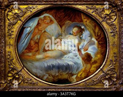 Fire to the Powder le Feu aux poudres 1778 di Jean Honoré FRAGONARD 1732-1806 , Louvre Francia Museo francese di Belle Arti. Foto Stock