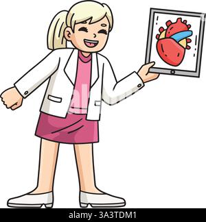 Cardiologa donna medico Image Heart Clipart Illustrazione Vettoriale