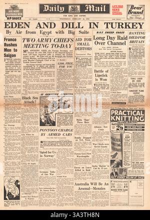 1941 prima pagina del Daily mail Anthony Eden partecipa ai colloqui in Turchia Foto Stock