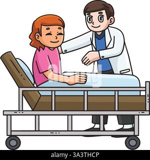 Medico che assiste il paziente nella posizione eretta Clipart Illustrazione Vettoriale